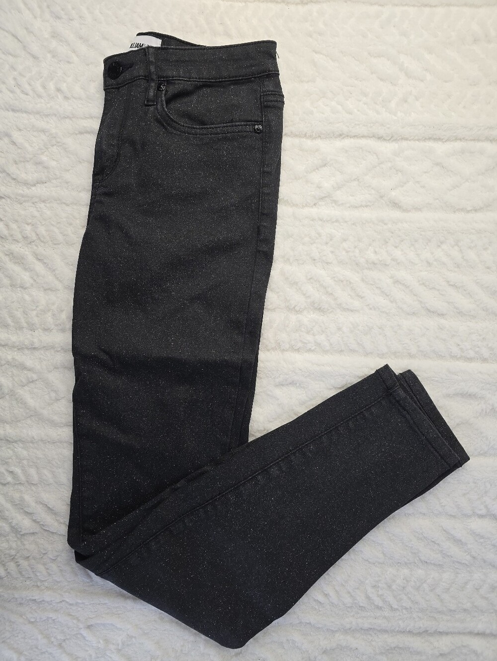 William Rast Perfect Skinny Jeans Black Silver Sparkle Glitter Mid Rise Party 28